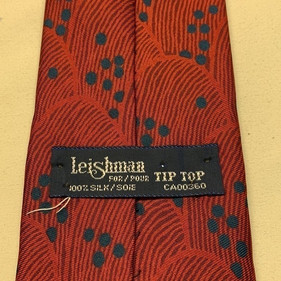 Leishman 100% Silk Neck Tie NWOT Colour Burgundy/Blue - Picture 3 of 5